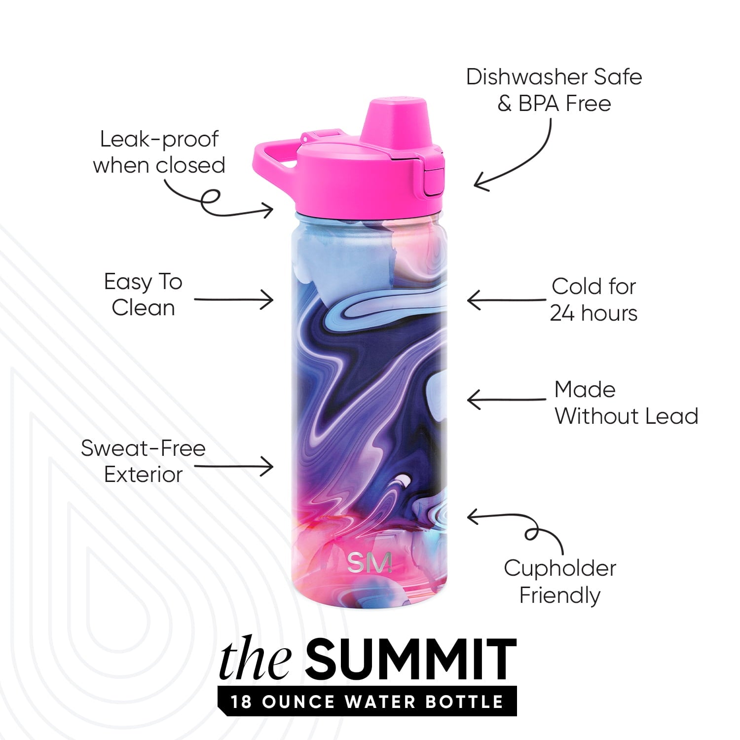 Simple Modern 18 fl oz Insulated Stainless Steel Summit Water Bottle with Covered Silicone Straw Lid | Dreamcicle ULNJ