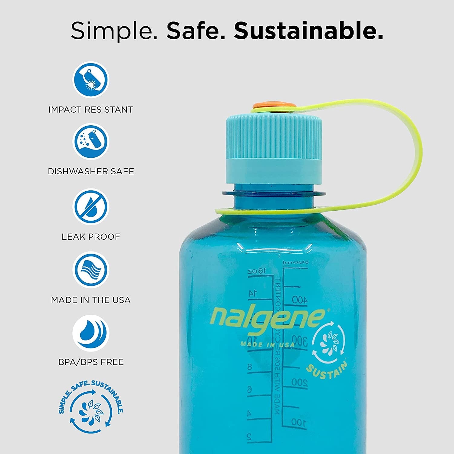 Nalgene Sustain 16 oz. Narrow Mouth Water Bottle - Cornflower Blue 0W2J