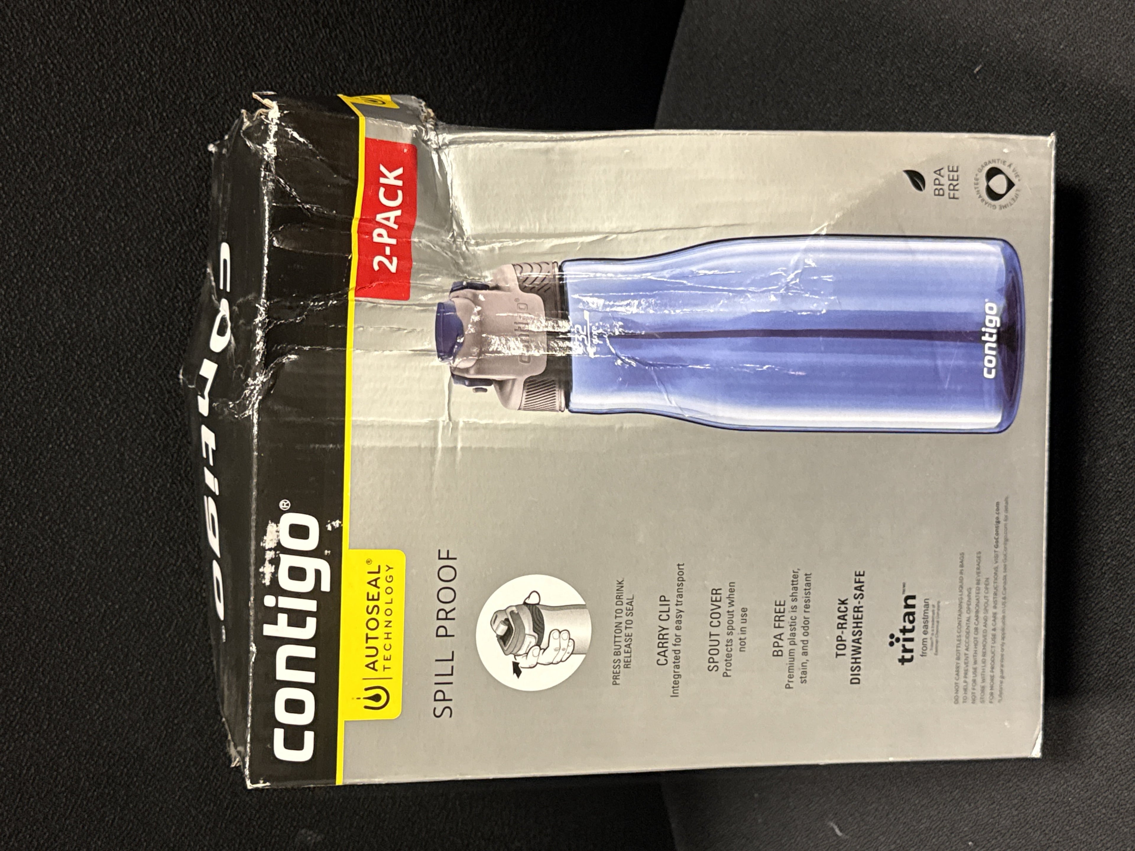 Contigo 32oz AutoSeal Fit Water Bottle 2-Pack Sangria Juniper New Damaged Box HNFL