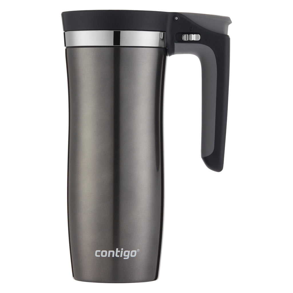 Contigo Autoseal Vacuum Insulated 16 Ounce Stainless Steel Gunmetal Travel Mug with Easy Lid YIOO