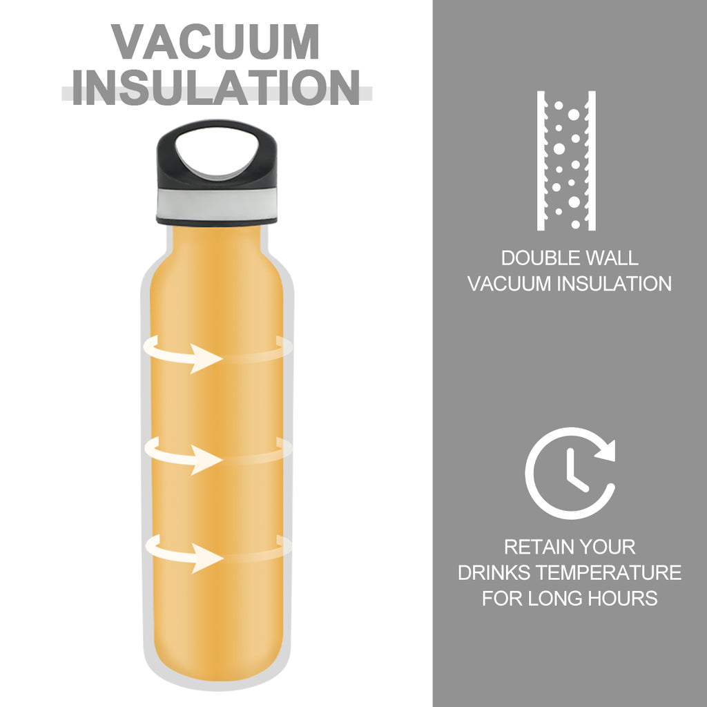 LIFE'S EASY 20 oz. Sports Insulated Water Bottle with Lid. Stainless Steel Vacuum Double Wall Thermo for Modern Hot and Cold Drinks, Simple Metal Hydro Canteen for Travel Men and Women (White) A19S