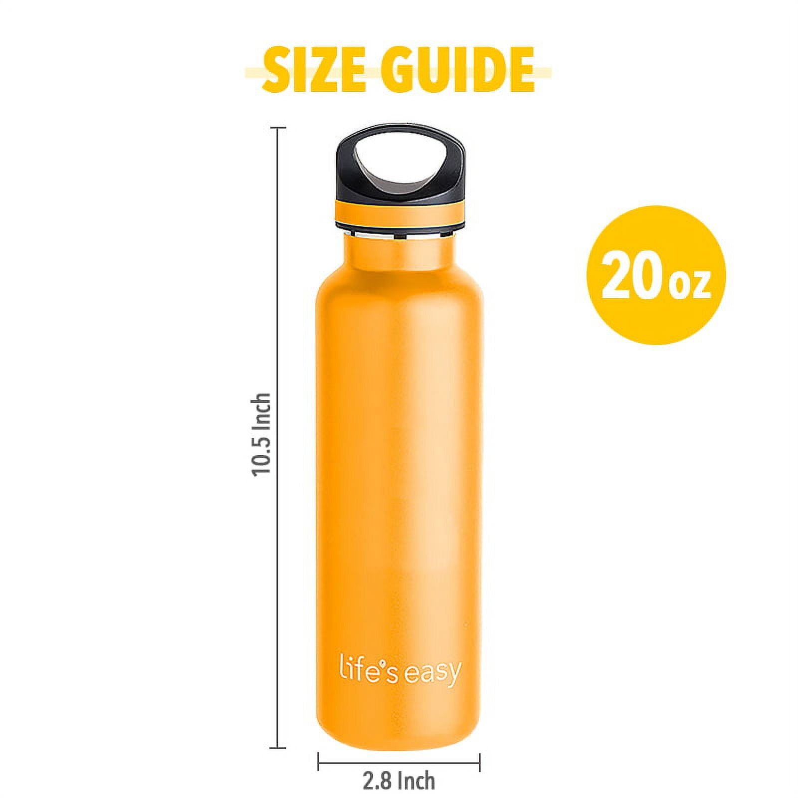LIFE'S EASY 20 oz. Sports Insulated Water Bottle with Lid. Stainless Steel Vacuum Double Wall Thermo for Modern Hot and Cold Drinks, Simple Metal Hydro Canteen for Travel Men and Women (White) A19S