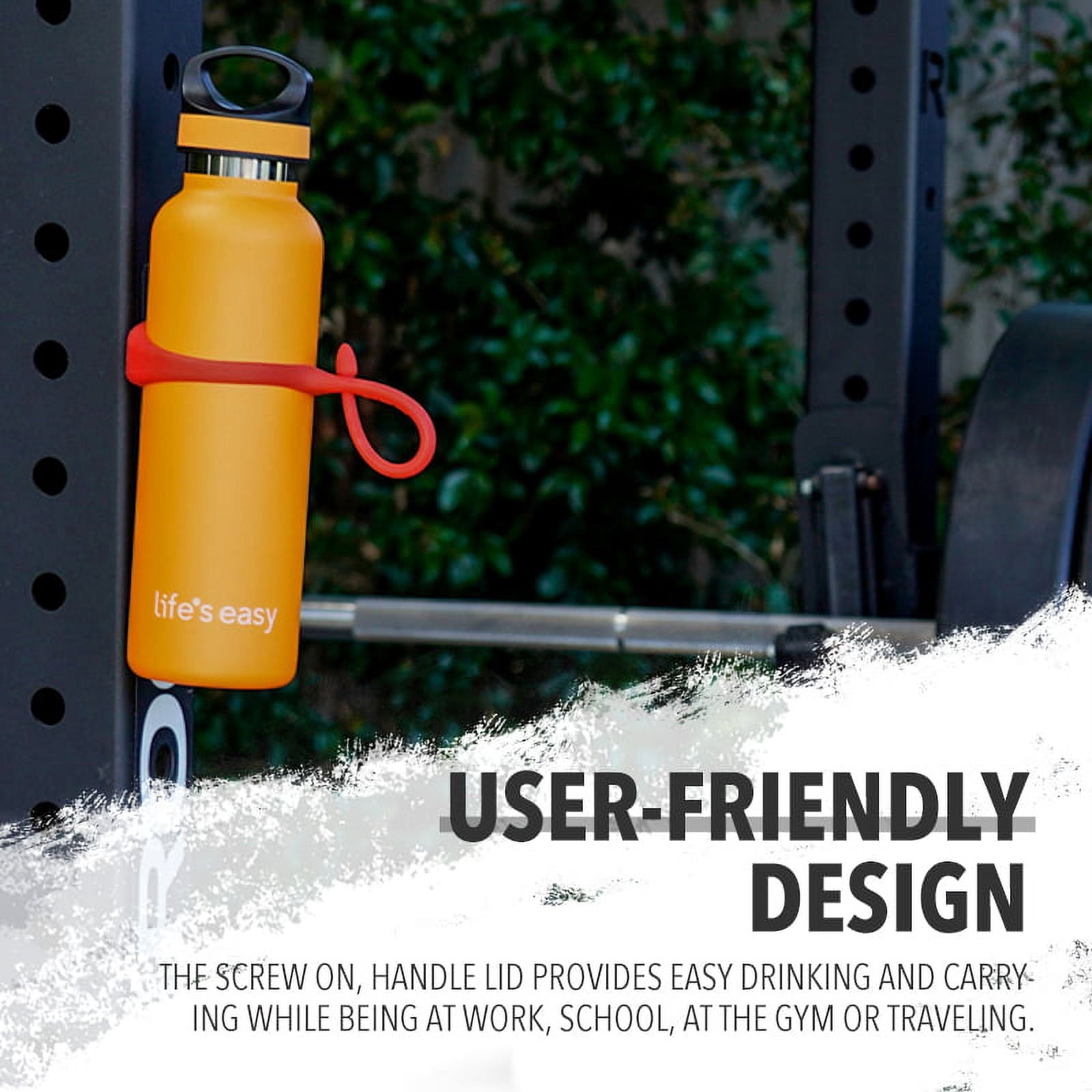 LIFE'S EASY 20 oz. Sports Insulated Water Bottle with Lid. Stainless Steel Vacuum Double Wall Thermo for Modern Hot and Cold Drinks, Simple Metal Hydro Canteen for Travel Men and Women (White) A19S