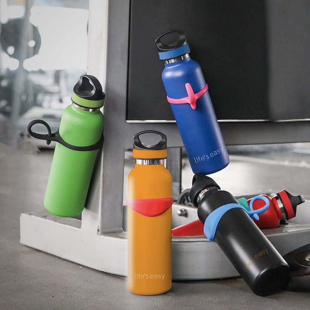 LIFE'S EASY 20 oz. Sports Insulated Water Bottle with Lid. Stainless Steel Vacuum Double Wall Thermo for Modern Hot and Cold Drinks, Simple Metal Hydro Canteen for Travel Men and Women (White) A19S