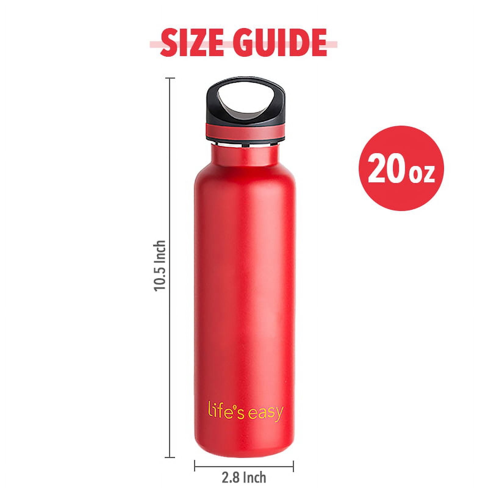 LIFE'S EASY 20 oz. Sports Insulated Water Bottle with Lid. Stainless Steel Vacuum Double Wall Thermo for Modern Hot and Cold Drinks, Simple Metal Hydro Canteen for Travel Men and Women (White) A19S