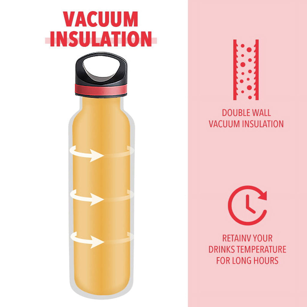 LIFE'S EASY 20 oz. Sports Insulated Water Bottle with Lid. Stainless Steel Vacuum Double Wall Thermo for Modern Hot and Cold Drinks, Simple Metal Hydro Canteen for Travel Men and Women (White) A19S