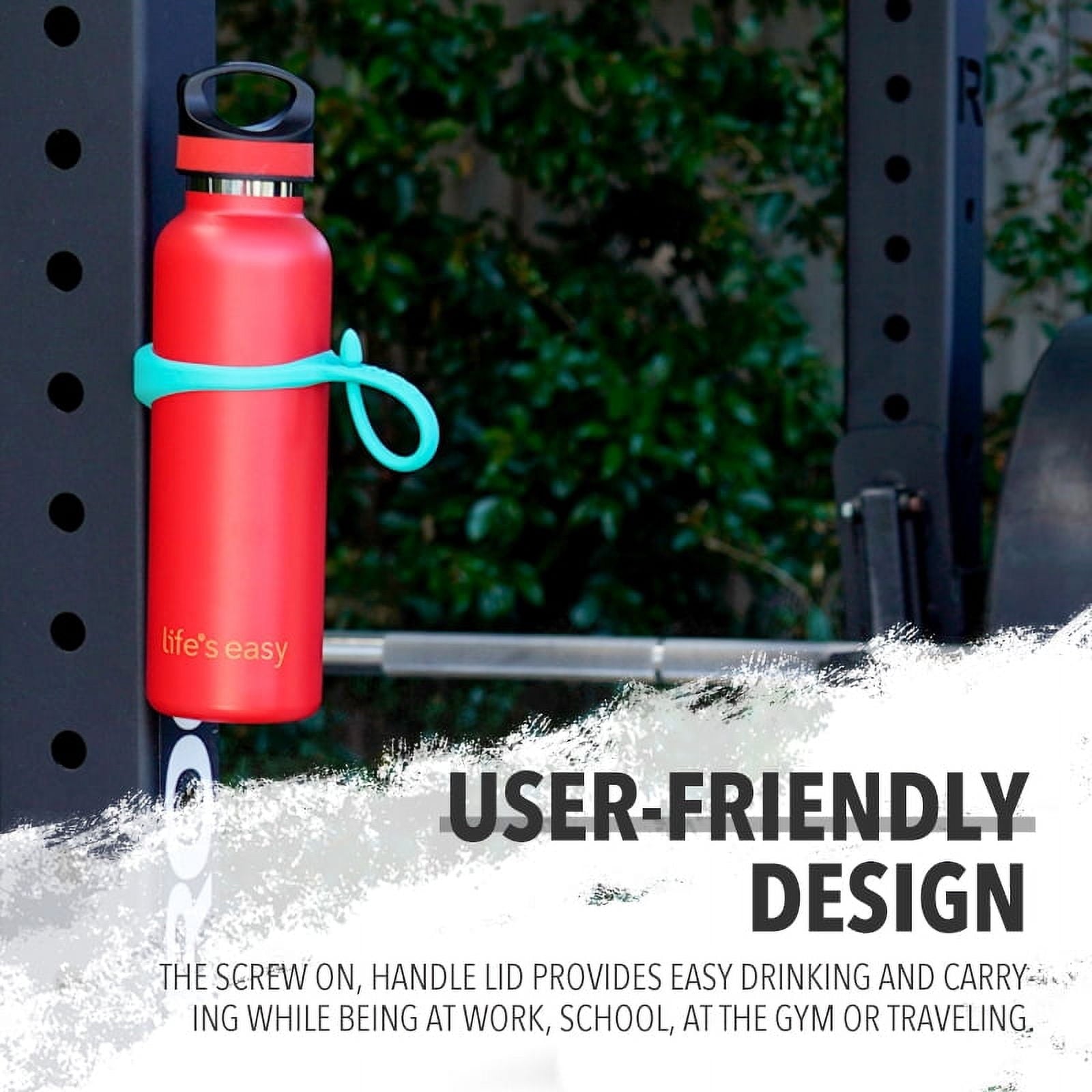 LIFE'S EASY 20 oz. Sports Insulated Water Bottle with Lid. Stainless Steel Vacuum Double Wall Thermo for Modern Hot and Cold Drinks, Simple Metal Hydro Canteen for Travel Men and Women (White) A19S