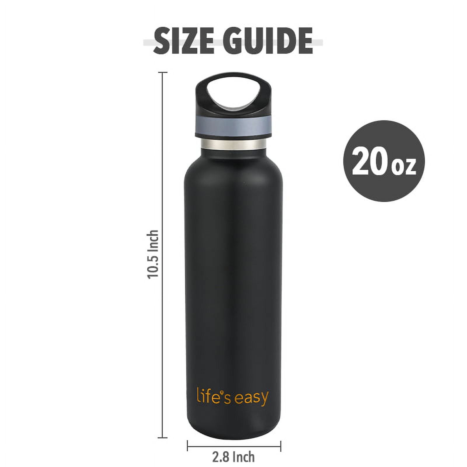 LIFE'S EASY 20 oz. Sports Insulated Water Bottle with Lid. Stainless Steel Vacuum Double Wall Thermo for Modern Hot and Cold Drinks, Simple Metal Hydro Canteen for Travel Men and Women (White) A19S