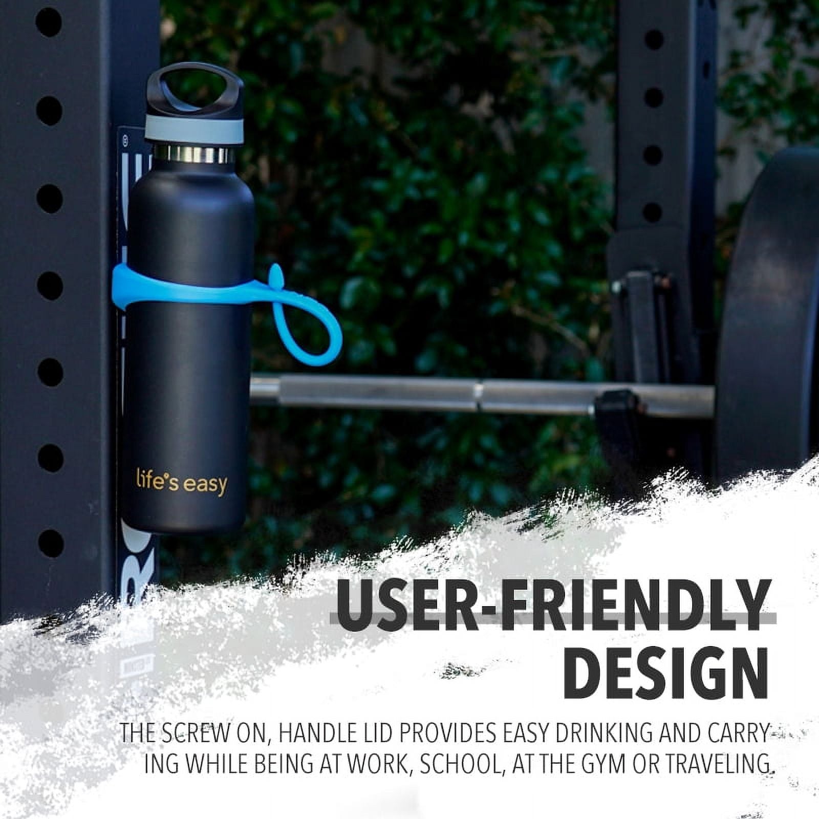 LIFE'S EASY 20 oz. Sports Insulated Water Bottle with Lid. Stainless Steel Vacuum Double Wall Thermo for Modern Hot and Cold Drinks, Simple Metal Hydro Canteen for Travel Men and Women (White) A19S