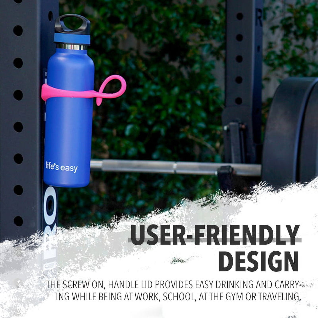 LIFE'S EASY 20 oz. Sports Insulated Water Bottle with Lid. Stainless Steel Vacuum Double Wall Thermo for Modern Hot and Cold Drinks, Simple Metal Hydro Canteen for Travel Men and Women (White) A19S