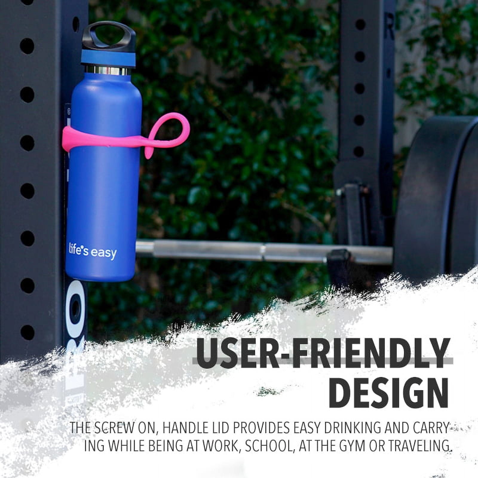 LIFE'S EASY 20 oz. Sports Insulated Water Bottle with Lid. Stainless Steel Vacuum Double Wall Thermo for Modern Hot and Cold Drinks, Simple Metal Hydro Canteen for Travel Men and Women (White) A19S
