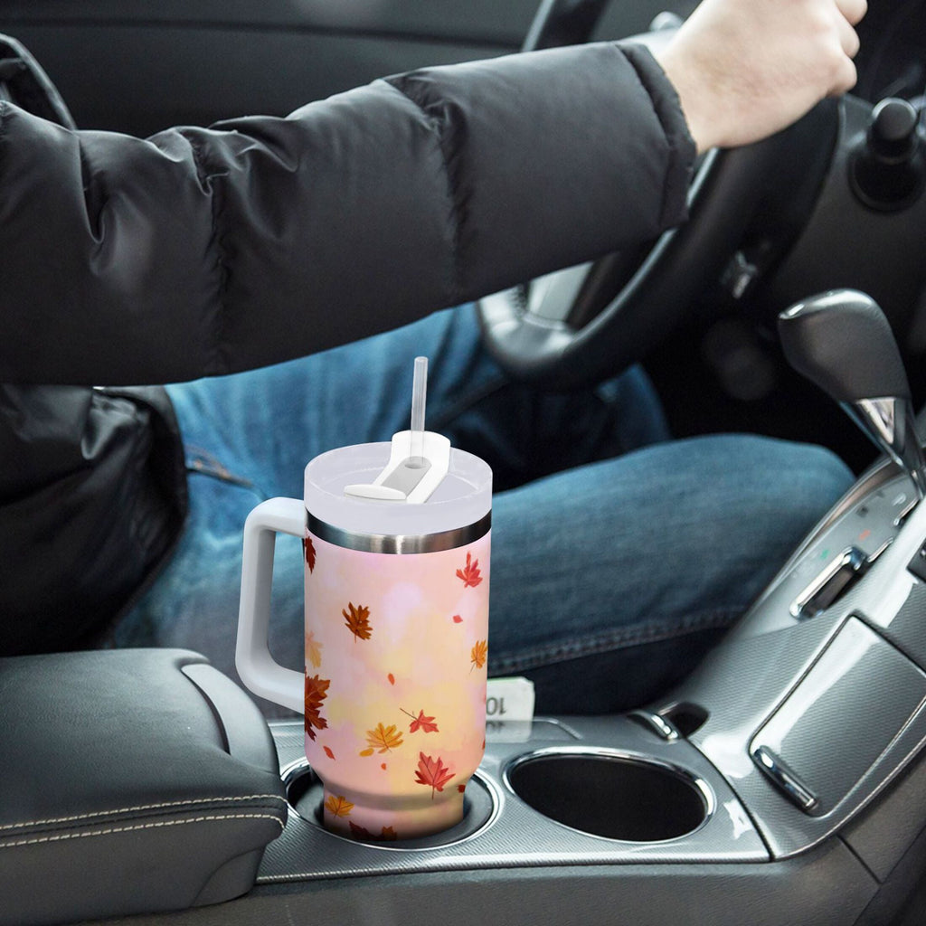 30 oz Insulated Stainless Steel Tumbler Double Wall Stainless Steel Tumbler with 2-Way Drinking Autumn Leaves Falling KXBZ