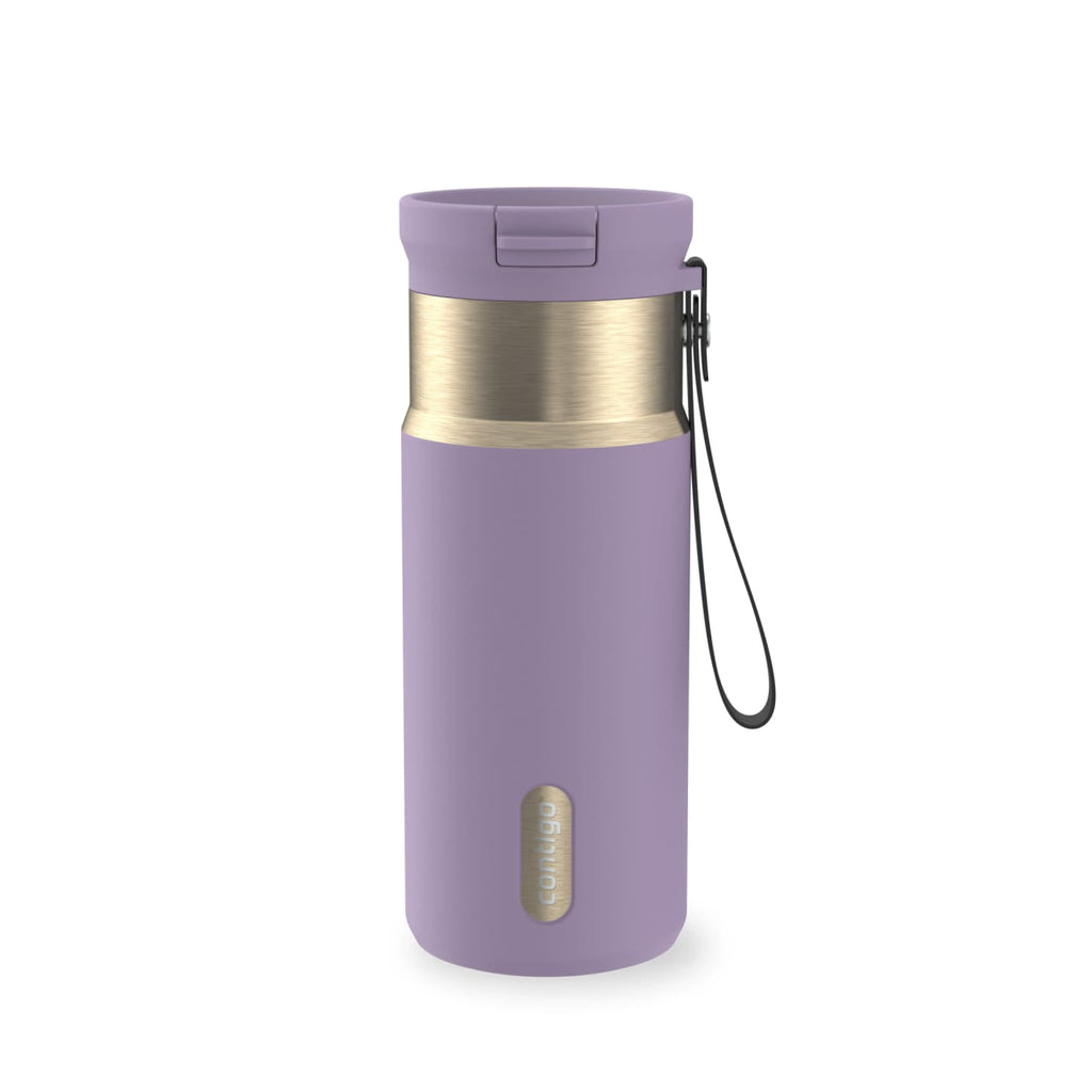 Contigo SnapSeal 16 oz Leakproof Stainless Steel Water Bottle with Carrying Strap VQKF