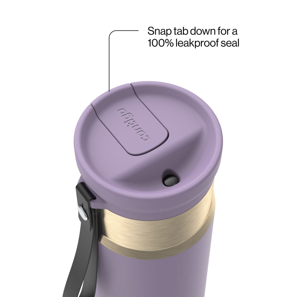 Contigo SnapSeal 16 oz Leakproof Stainless Steel Water Bottle with Carrying Strap VQKF