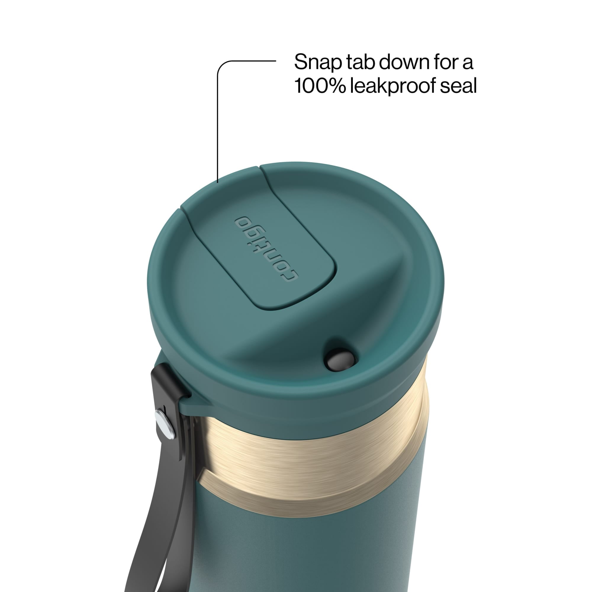Contigo SnapSeal 16 oz Leakproof Stainless Steel Water Bottle with Carrying Strap VQKF