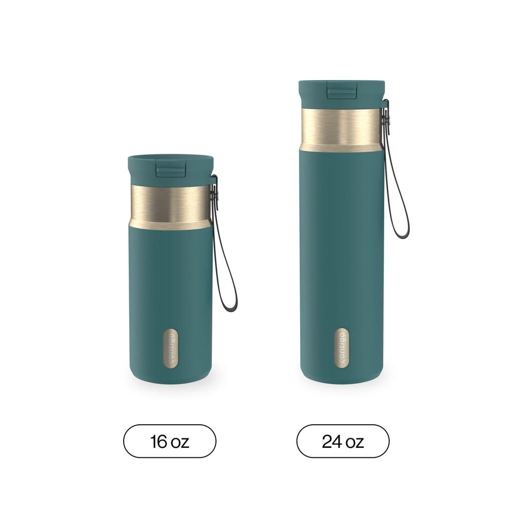 Contigo SnapSeal 16 oz Leakproof Stainless Steel Water Bottle with Carrying Strap VQKF