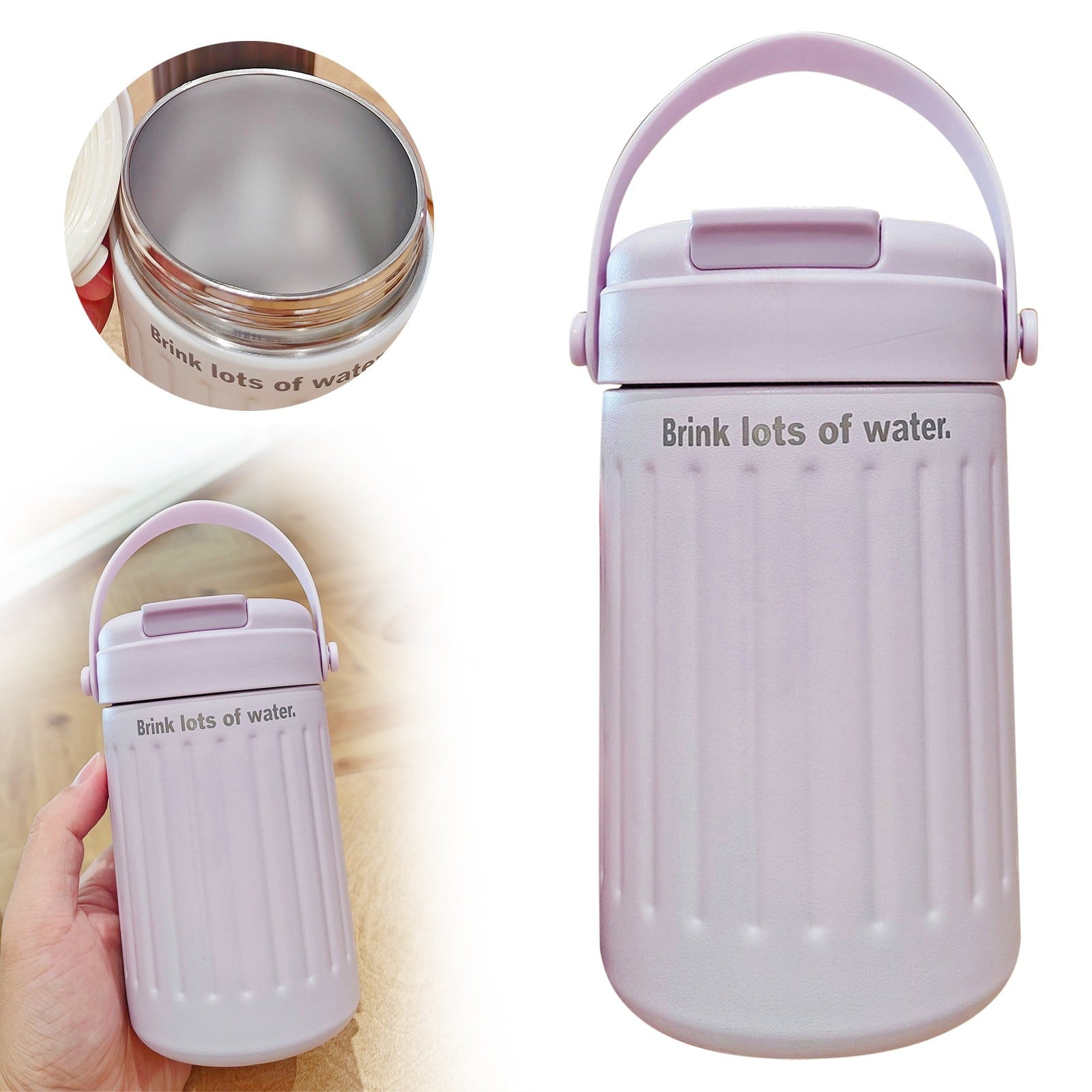 BinKFF Simple Modern Travel Coffee Mug, Insulated Coffee Tumblers with Lid, Double Walled Iced Travel Coffee Mug for Woman and Man Stainless Steel Tumbler with Handle 5QU3