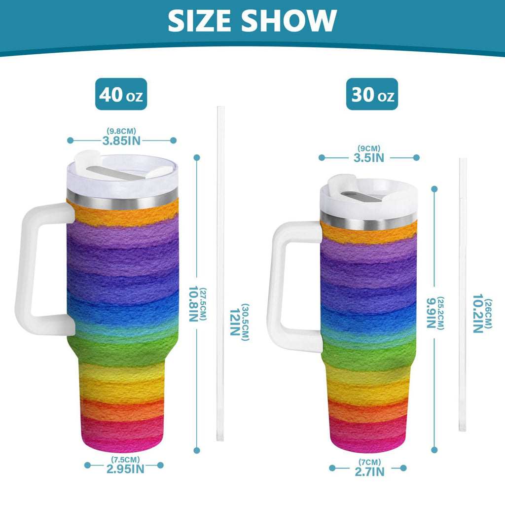 30 oz Insulated Stainless Steel Tumbler Double Wall Stainless Steel Tumbler with 2-Way Drinking Watercolor Rainbow Colors 0EJK