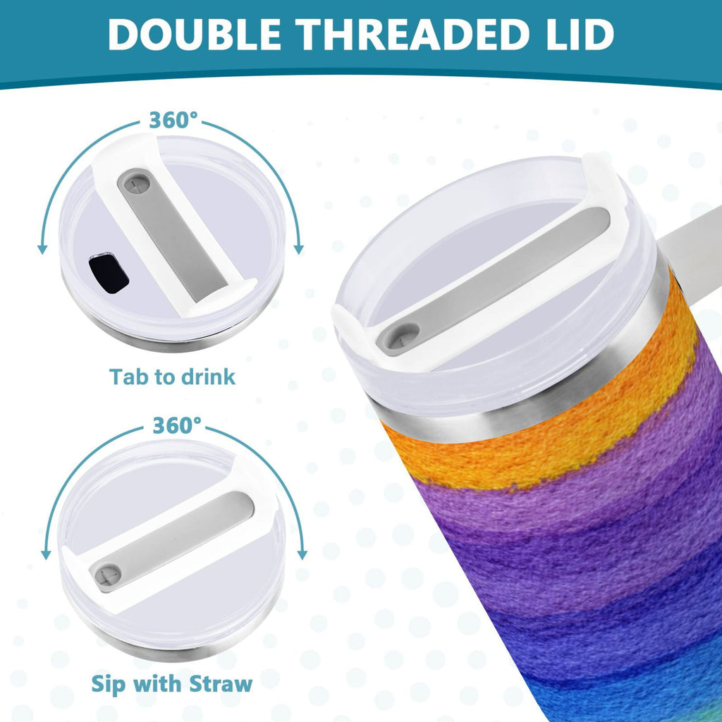 30 oz Insulated Stainless Steel Tumbler Double Wall Stainless Steel Tumbler with 2-Way Drinking Watercolor Rainbow Colors 0EJK