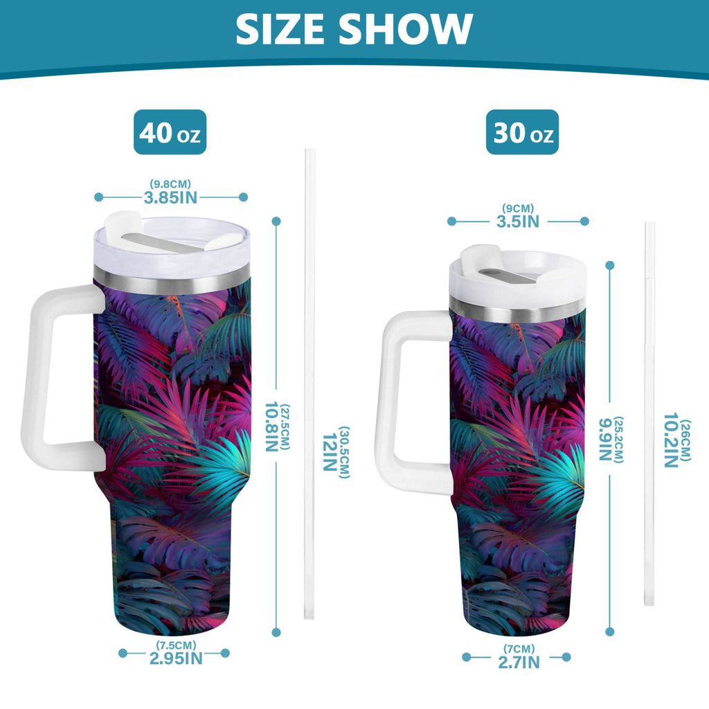30 oz Insulated Stainless Steel Tumbler Double Wall Stainless Steel Tumbler with 2-Way Drinking Vibrant and Shimmering Jungle 2KTJ
