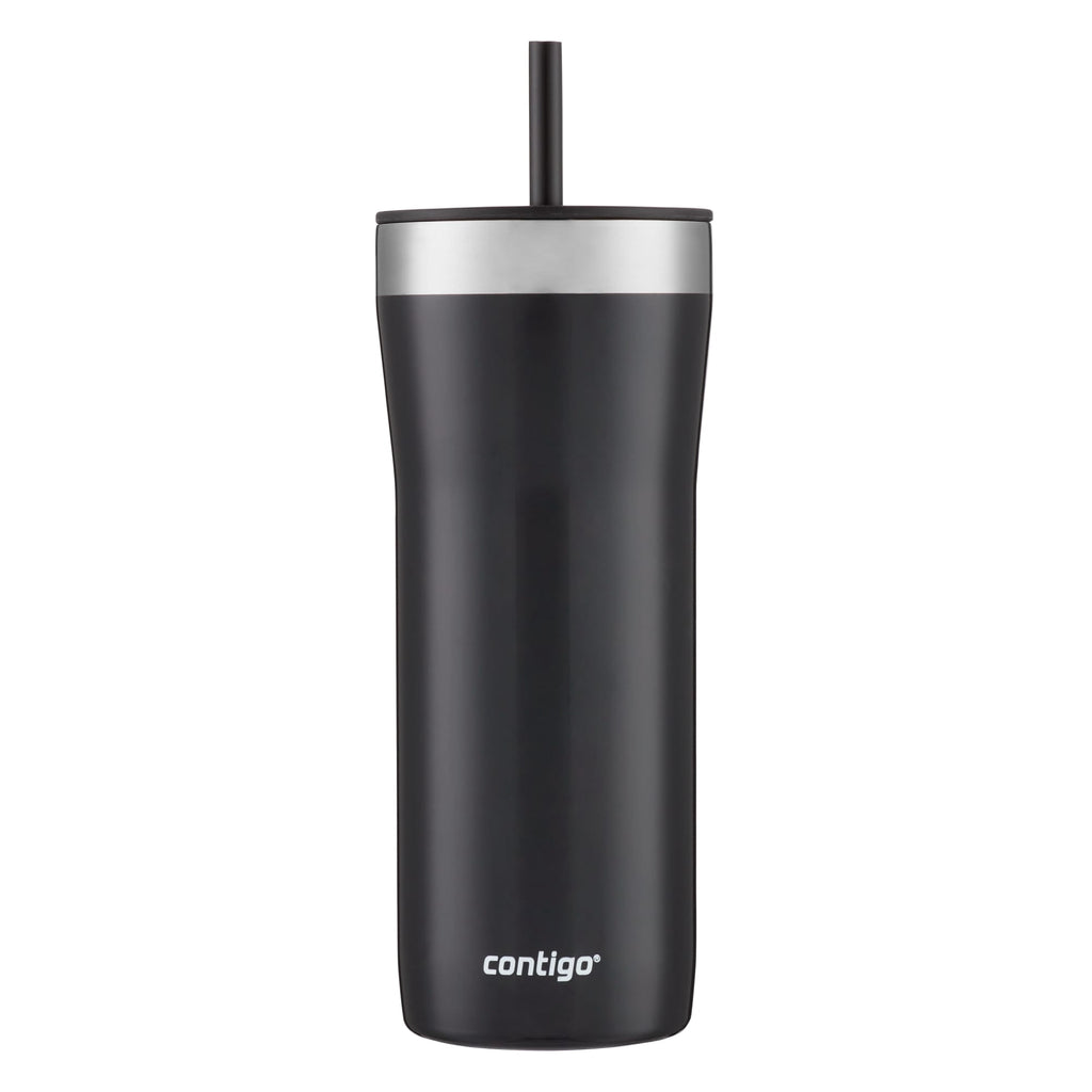 Contigo Streeterville Stainless Steel Tumbler with Plastic Straw and Splash-Proof Lid, Licorice, 32 fl. oz 4MEA