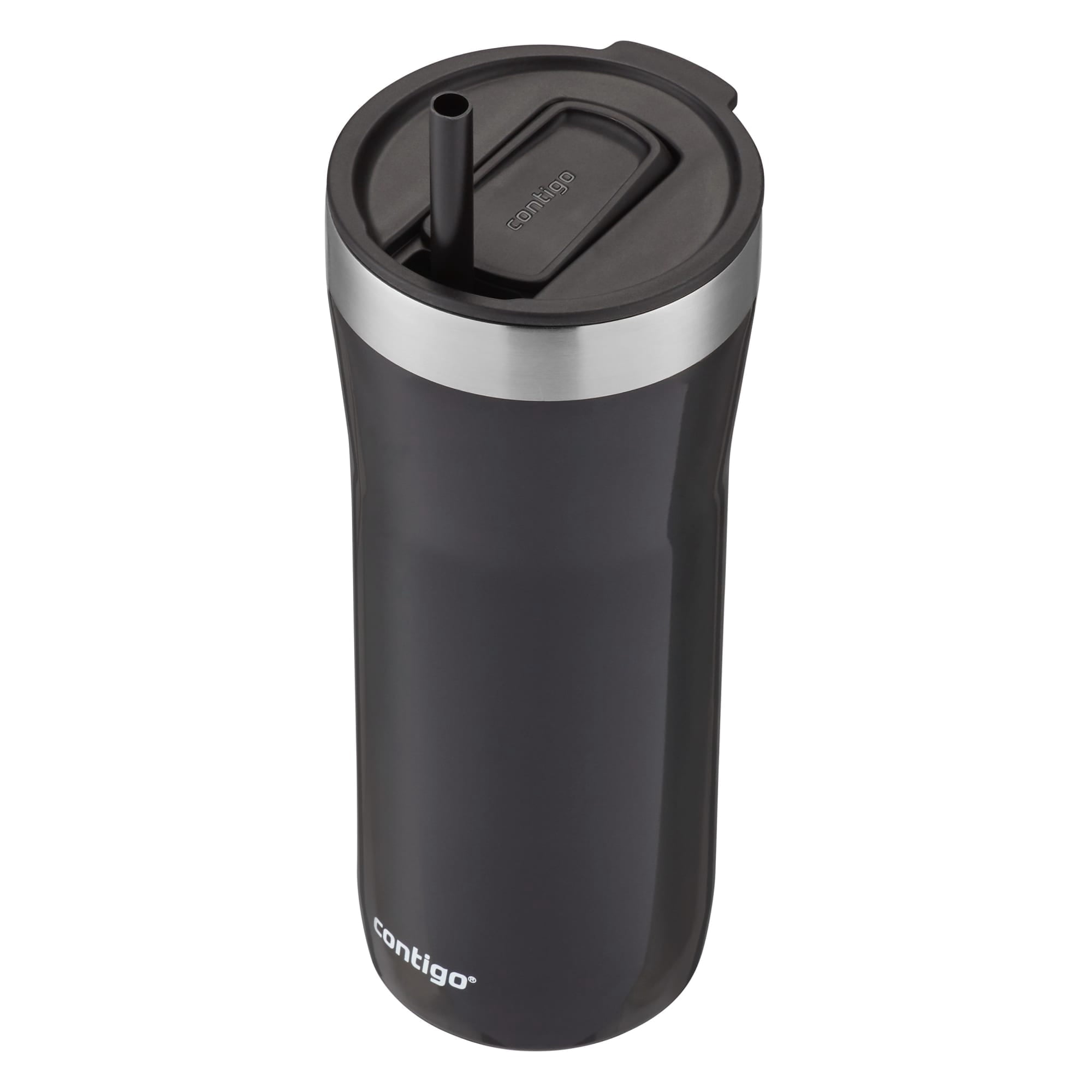 Contigo Streeterville Stainless Steel Tumbler with Plastic Straw and Splash-Proof Lid, Licorice, 32 fl. oz 4MEA