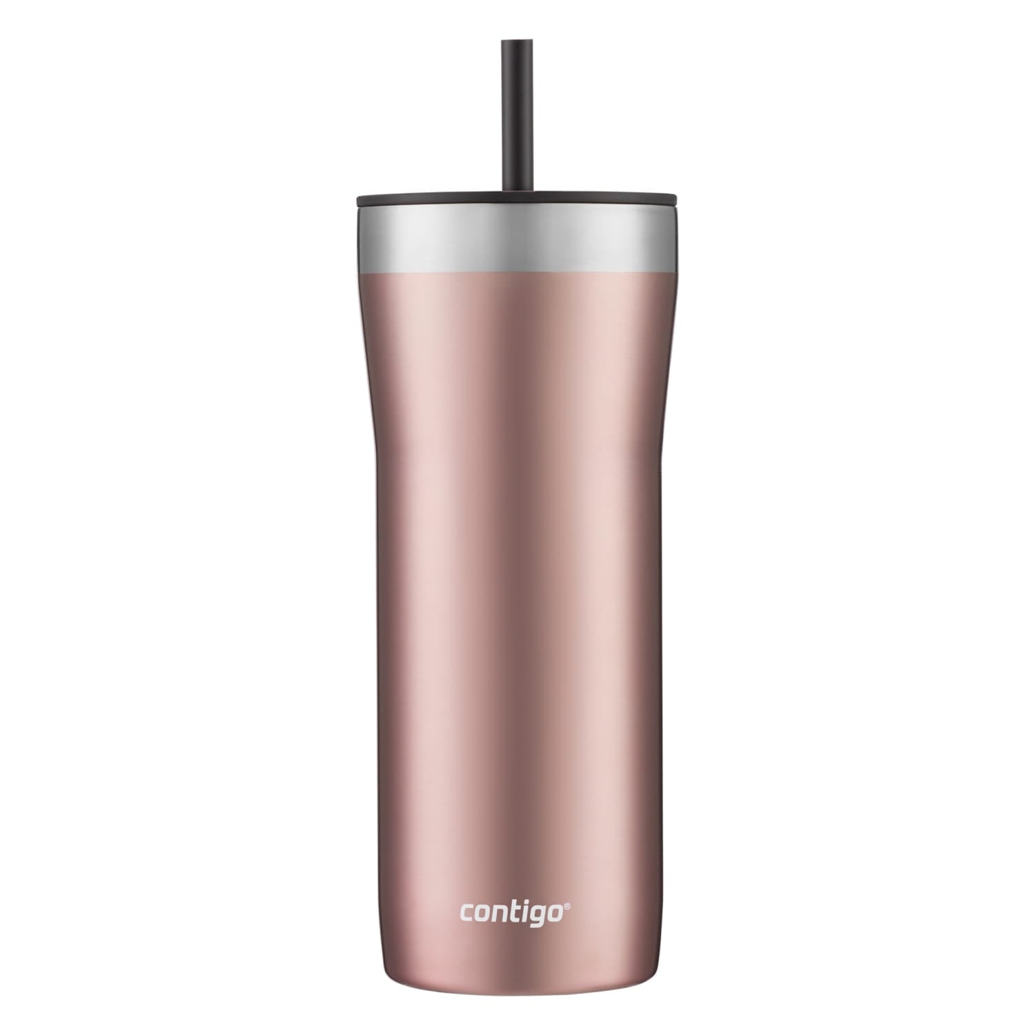 Contigo Streeterville Stainless Steel Tumbler with Plastic Straw and Splash-Proof Lid, Licorice, 32 fl. oz 4MEA