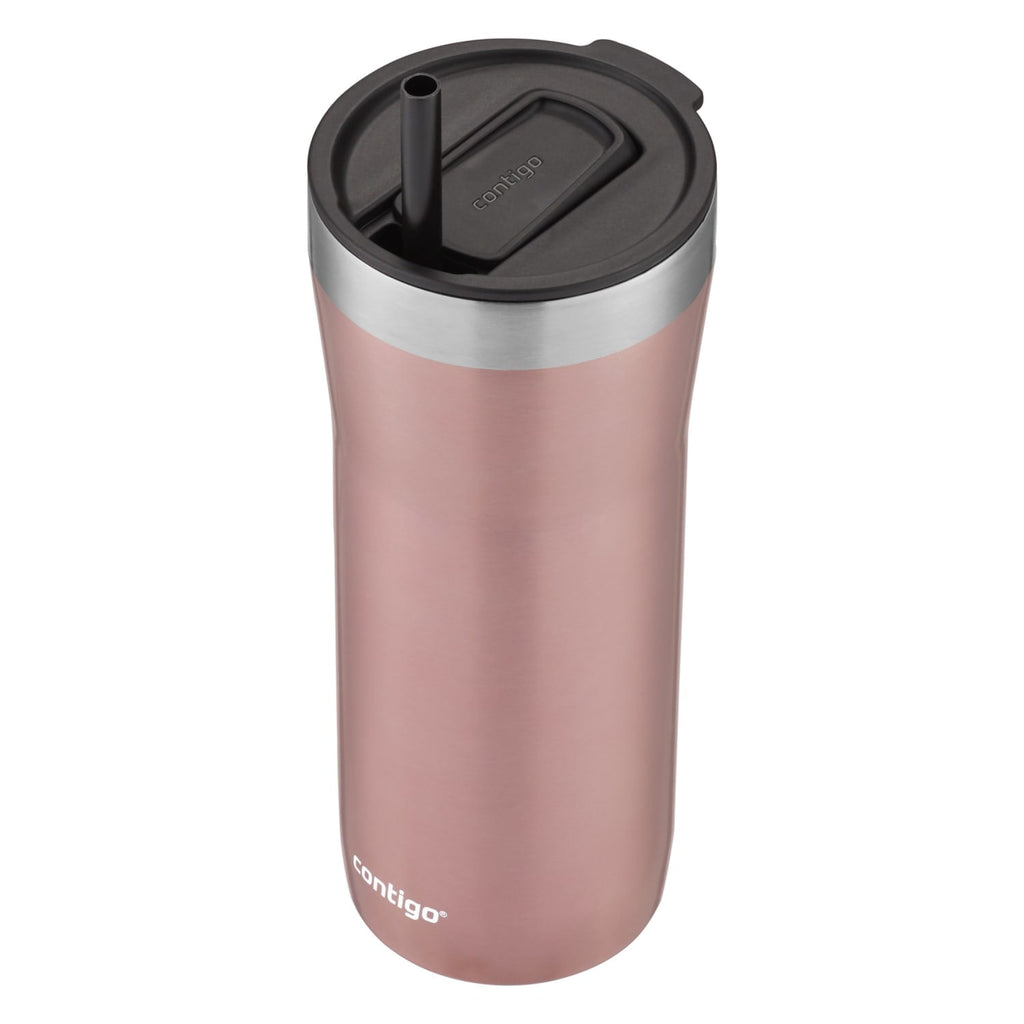 Contigo Streeterville Stainless Steel Tumbler with Plastic Straw and Splash-Proof Lid, Licorice, 32 fl. oz 4MEA