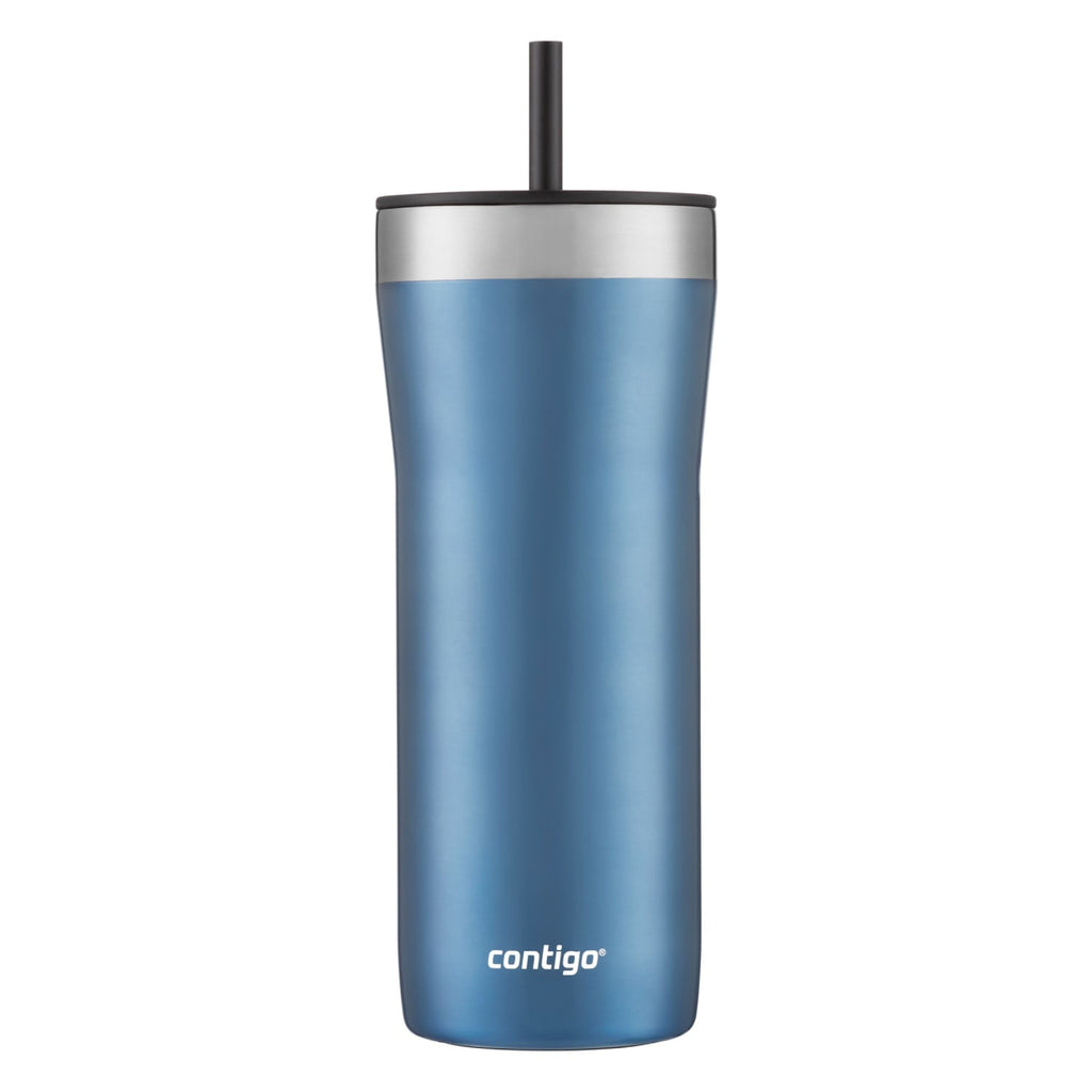 Contigo Streeterville Stainless Steel Tumbler with Plastic Straw and Splash-Proof Lid, Licorice, 32 fl. oz 4MEA