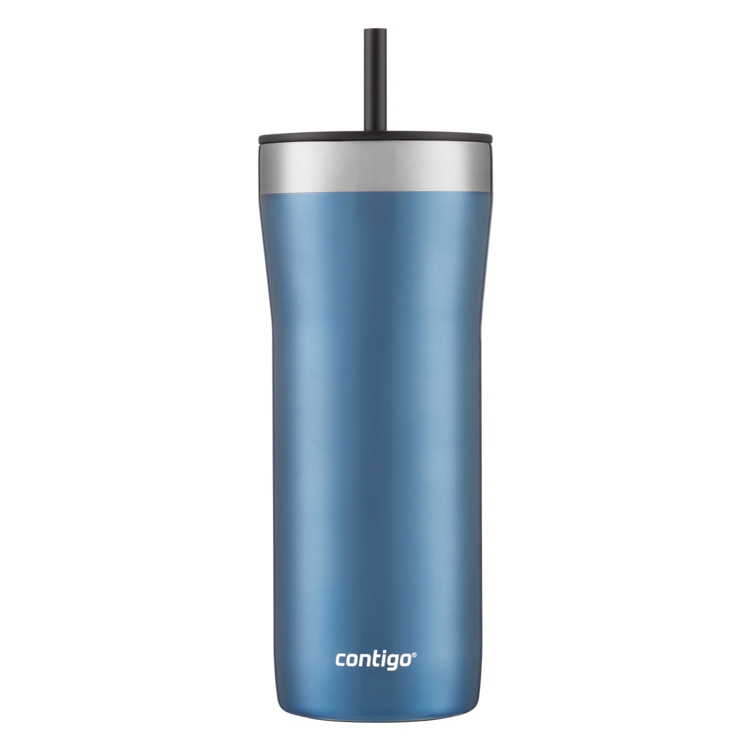Contigo Streeterville Stainless Steel Tumbler with Plastic Straw and Splash-Proof Lid, Licorice, 32 fl. oz 4MEA
