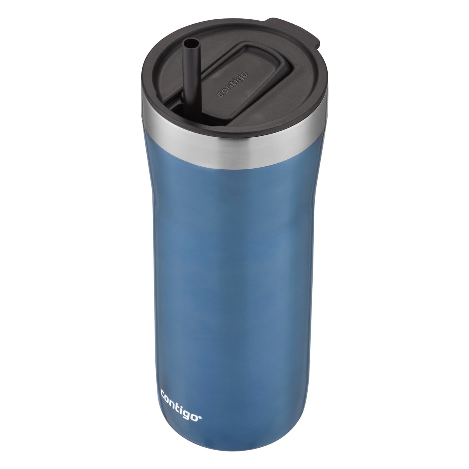 Contigo Streeterville Stainless Steel Tumbler with Plastic Straw and Splash-Proof Lid, Licorice, 32 fl. oz 4MEA