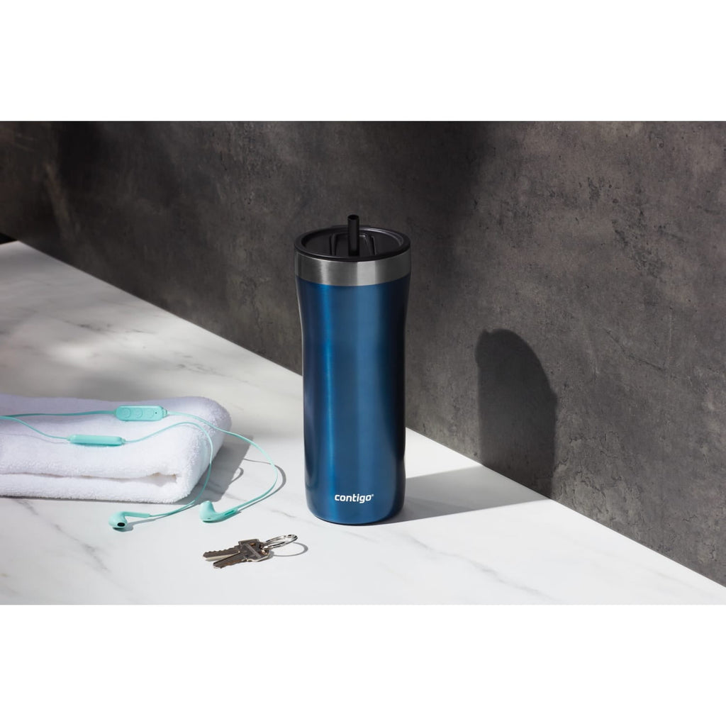 Contigo Streeterville Stainless Steel Tumbler with Plastic Straw and Splash-Proof Lid, Licorice, 32 fl. oz 4MEA