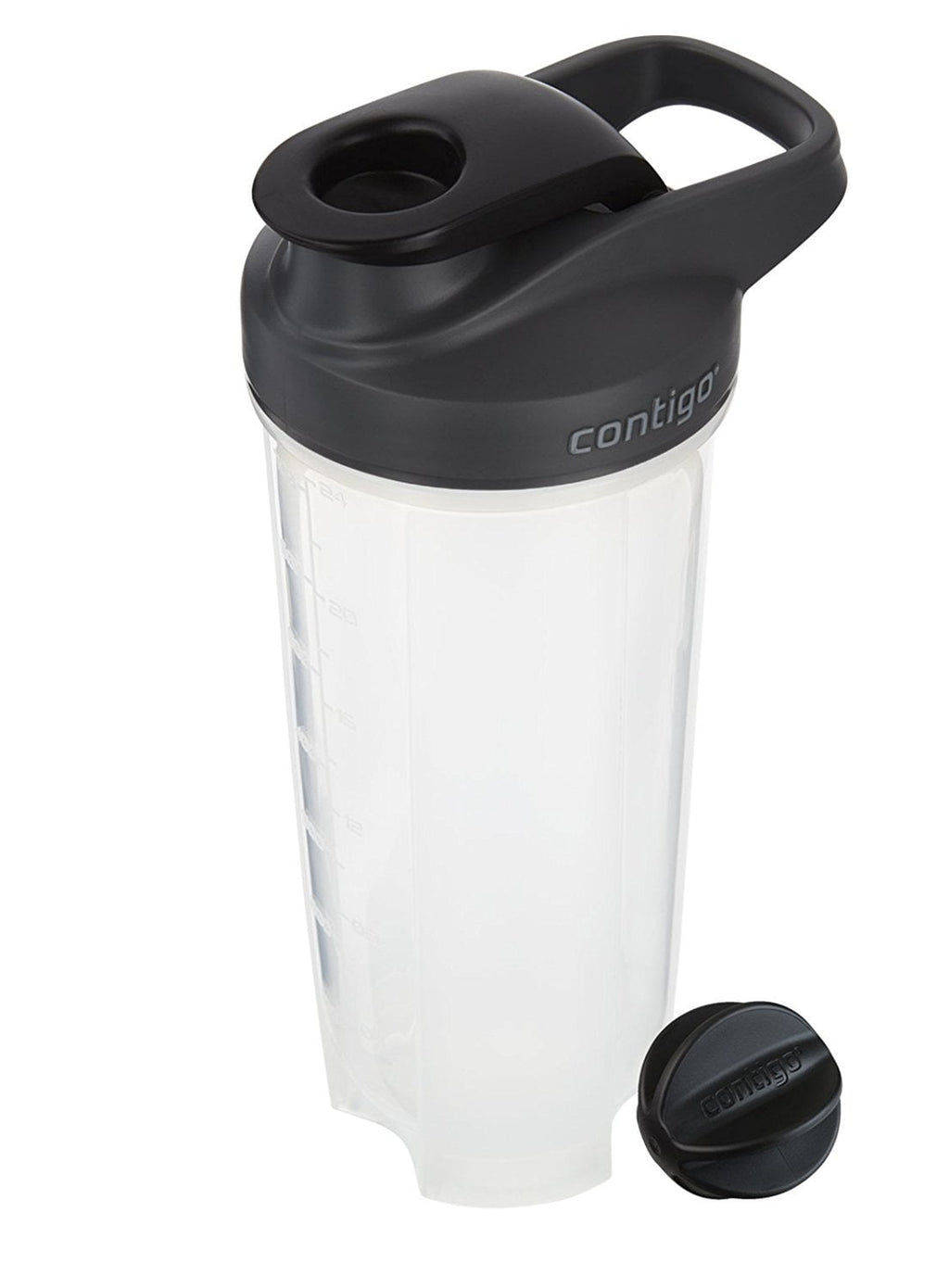 Contigo Shake &amp; Go Fit 28 oz Black and Clear Shaker Bottle with Flip-Top and Wide Mouth Lid EAGG