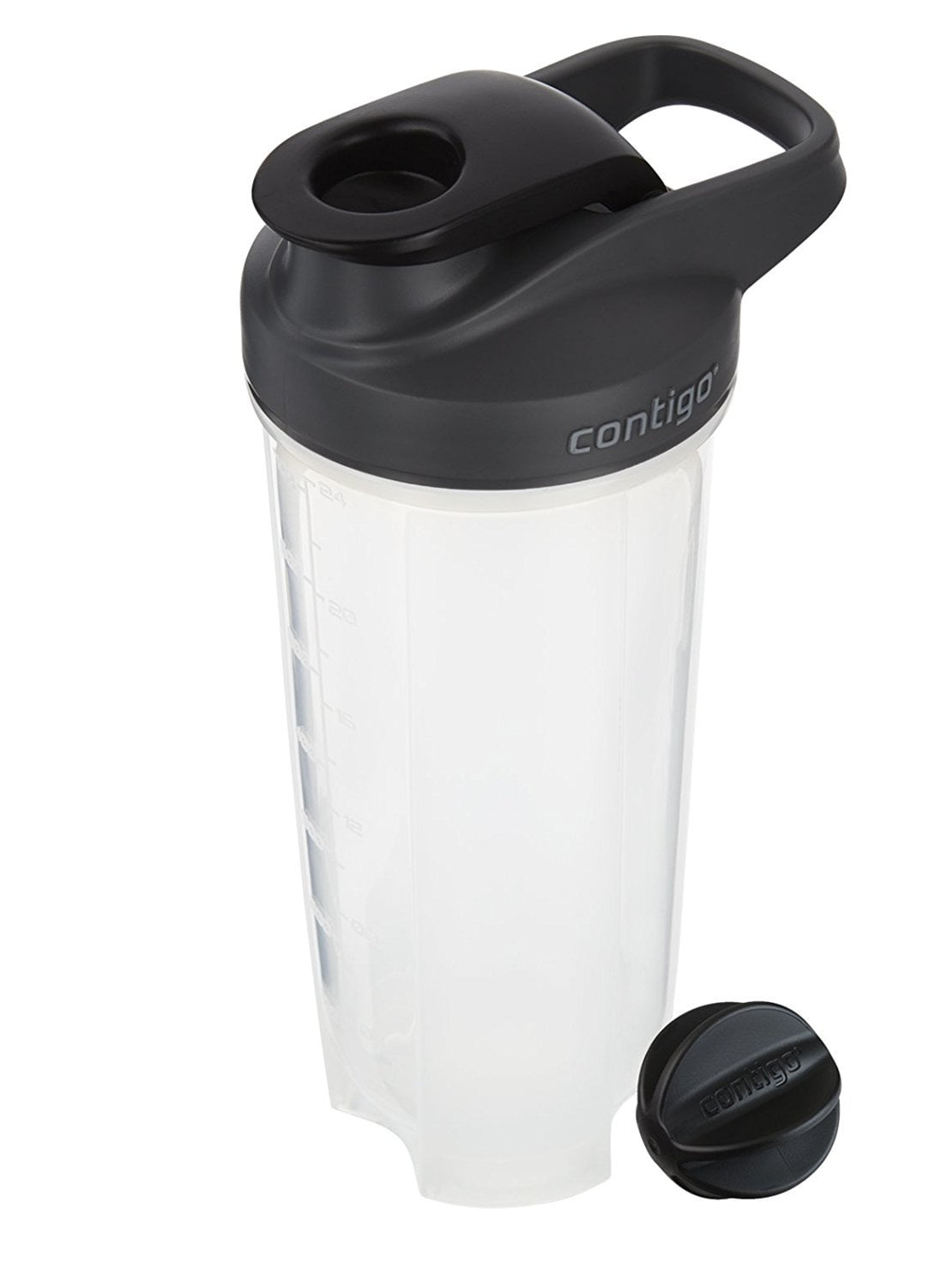 Contigo Shake &amp; Go Fit 28 oz Black and Clear Shaker Bottle with Flip-Top and Wide Mouth Lid EAGG
