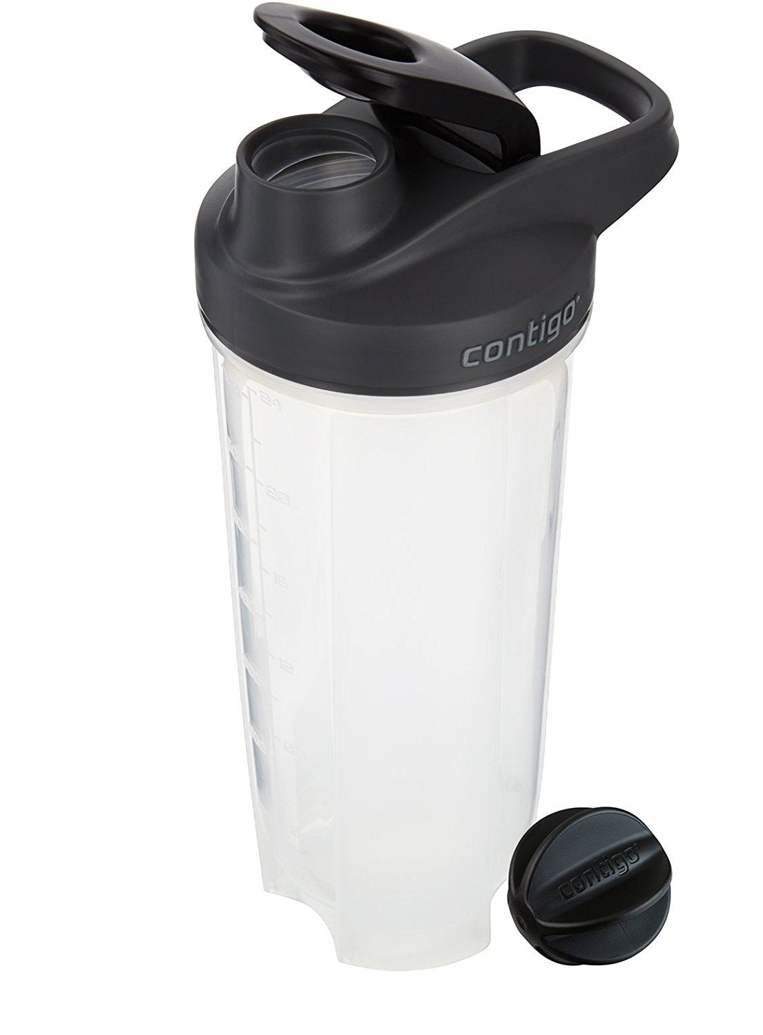Contigo Shake &amp; Go Fit 28 oz Black and Clear Shaker Bottle with Flip-Top and Wide Mouth Lid EAGG