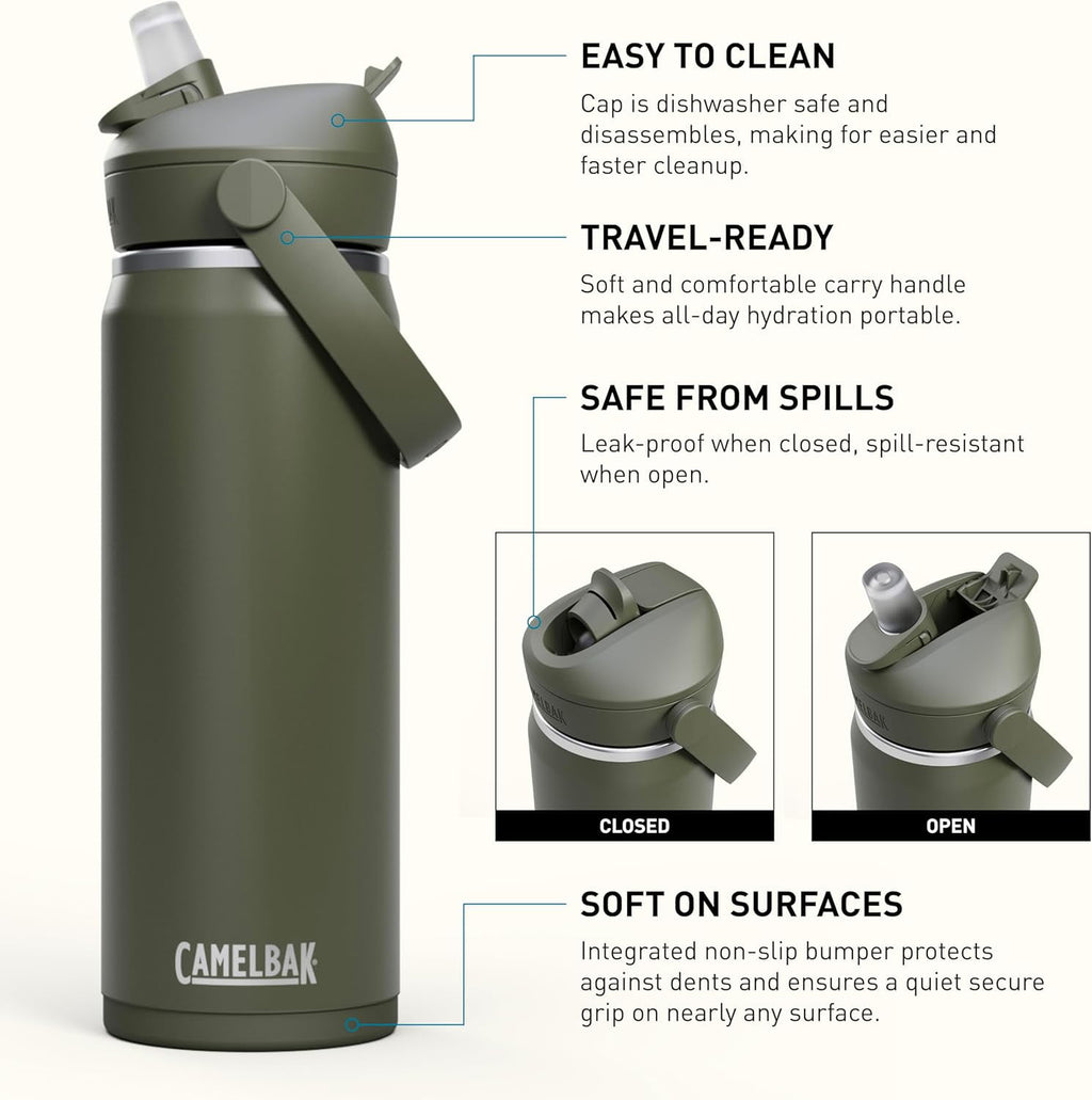 CamelBak Thrive™ Flip Straw Insulated Stainless Steel Water Bottle, 20oz, Moss 7P24
