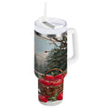 30 oz Insulated Stainless Steel Tumbler Double Wall Stainless Steel Tumbler with 2-Way Drinking Apples and Baskets Q7SS