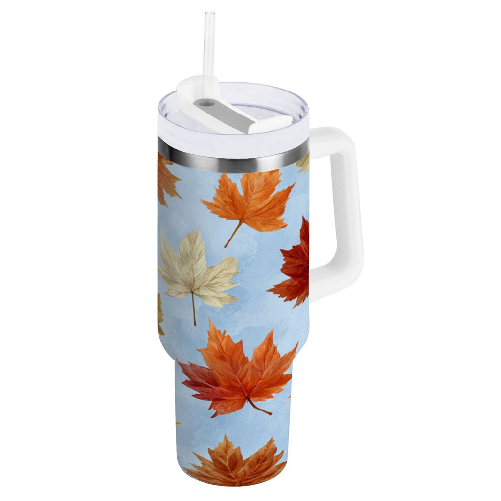30 oz Insulated Stainless Steel Tumbler Double Wall Stainless Steel Tumbler with 2-Way Drinking Autumn Maple Leaves 2C6C