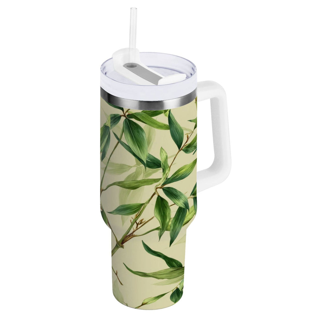 30 oz Insulated Stainless Steel Tumbler Double Wall Stainless Steel Tumbler with 2-Way Drinking Bamboo Pattern UBTU