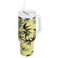 30 oz Insulated Stainless Steel Tumbler Double Wall Stainless Steel Tumbler with 2-Way Drinking Bamboo and Green Leaves 1GIA