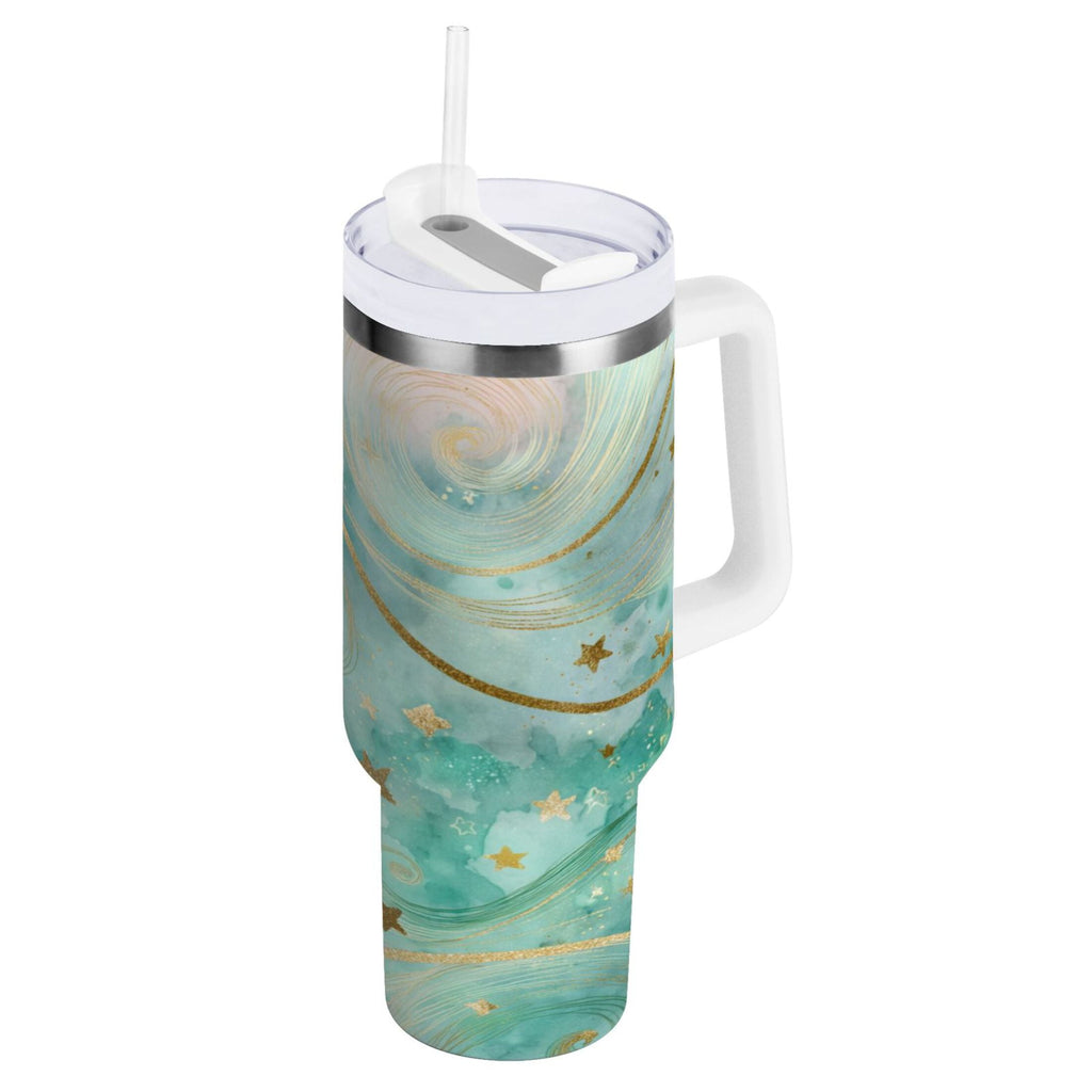 30 oz Insulated Stainless Steel Tumbler Double Wall Stainless Steel Tumbler with 2-Way Drinking Beautiful Swirling Lines PFNT