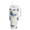 30 oz Insulated Stainless Steel Tumbler Double Wall Stainless Steel Tumbler with 2-Way Drinking Blue Watercolor Butterflies W47M