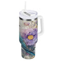 30 oz Insulated Stainless Steel Tumbler Double Wall Stainless Steel Tumbler with 2-Way Drinking Bluebird and Flower T4GS