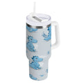 30 oz Insulated Stainless Steel Tumbler Double Wall Stainless Steel Tumbler with 2-Way Drinking Cartoon Blue Dinosaurs 73KN