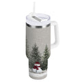 30 oz Insulated Stainless Steel Tumbler Double Wall Stainless Steel Tumbler with 2-Way Drinking Christmas Deer and Snowmen EFHT
