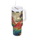 30 oz Insulated Stainless Steel Tumbler Double Wall Stainless Steel Tumbler with 2-Way Drinking Colorful Beautiful Parrots WZXZ