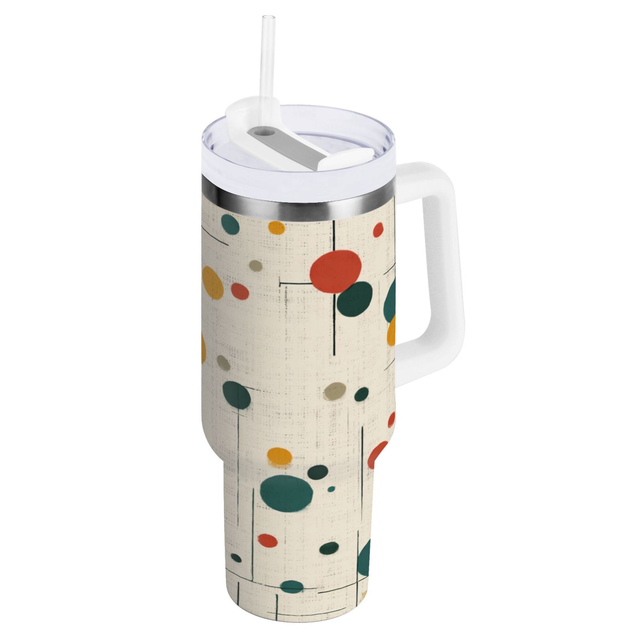 30 oz Insulated Stainless Steel Tumbler Double Wall Stainless Steel Tumbler with 2-Way Drinking Colorful Dots and Lines M92Y