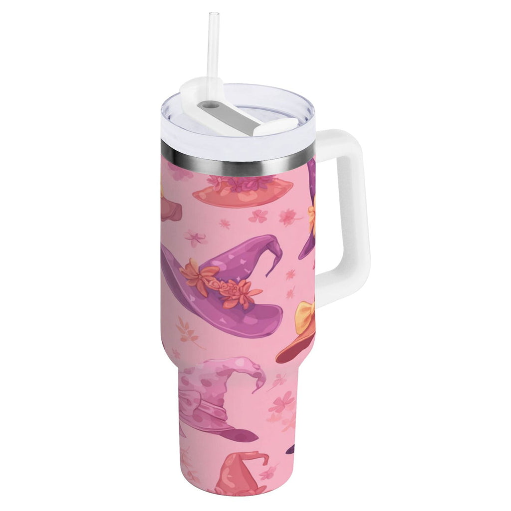 30 oz Insulated Stainless Steel Tumbler Double Wall Stainless Steel Tumbler with 2-Way Drinking Colorful Hat Pattern O6SF