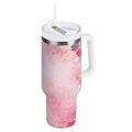 30 oz Insulated Stainless Steel Tumbler Double Wall Stainless Steel Tumbler with 2-Way Drinking Colorful Pastel Floral Pattern X2K7