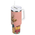 30 oz Insulated Stainless Steel Tumbler Double Wall Stainless Steel Tumbler with 2-Way Drinking Cow Wearing Scarf and Hat XMXO